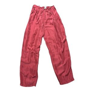 Vintage Diane Gilman 100% Silk Dusty Pink Elastic Waist Pants Size Large Boho